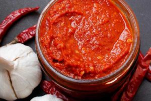 chili sauce with garlic and capsicum chile peppers